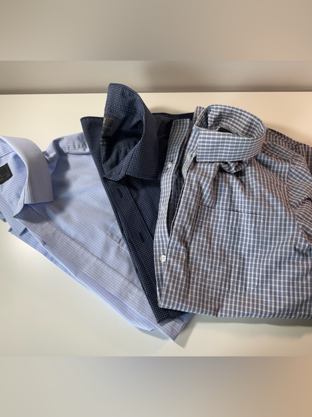 Marks & Spencer Men's Blue & Navy Patterned Dress Shirts button down bundle set